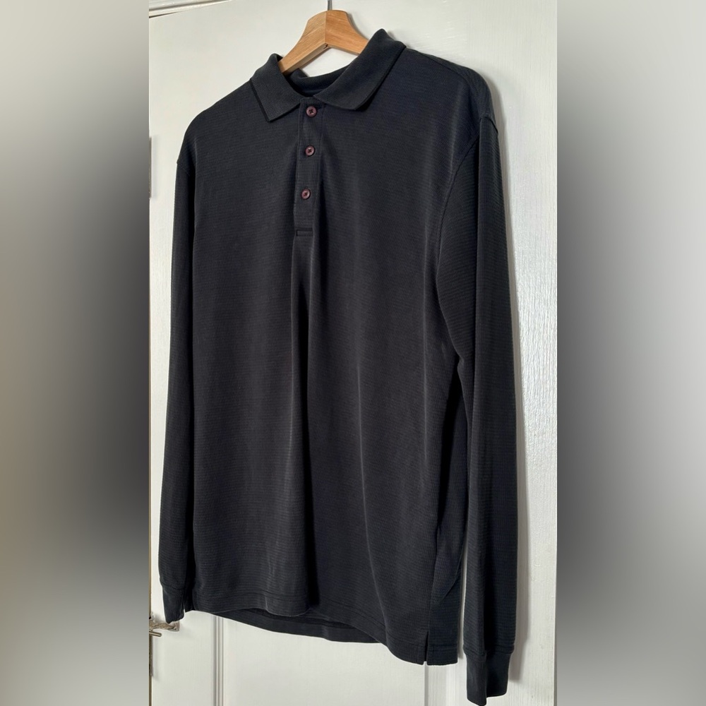 Bugatchi Men's Three-Button Long Sleeve Polo